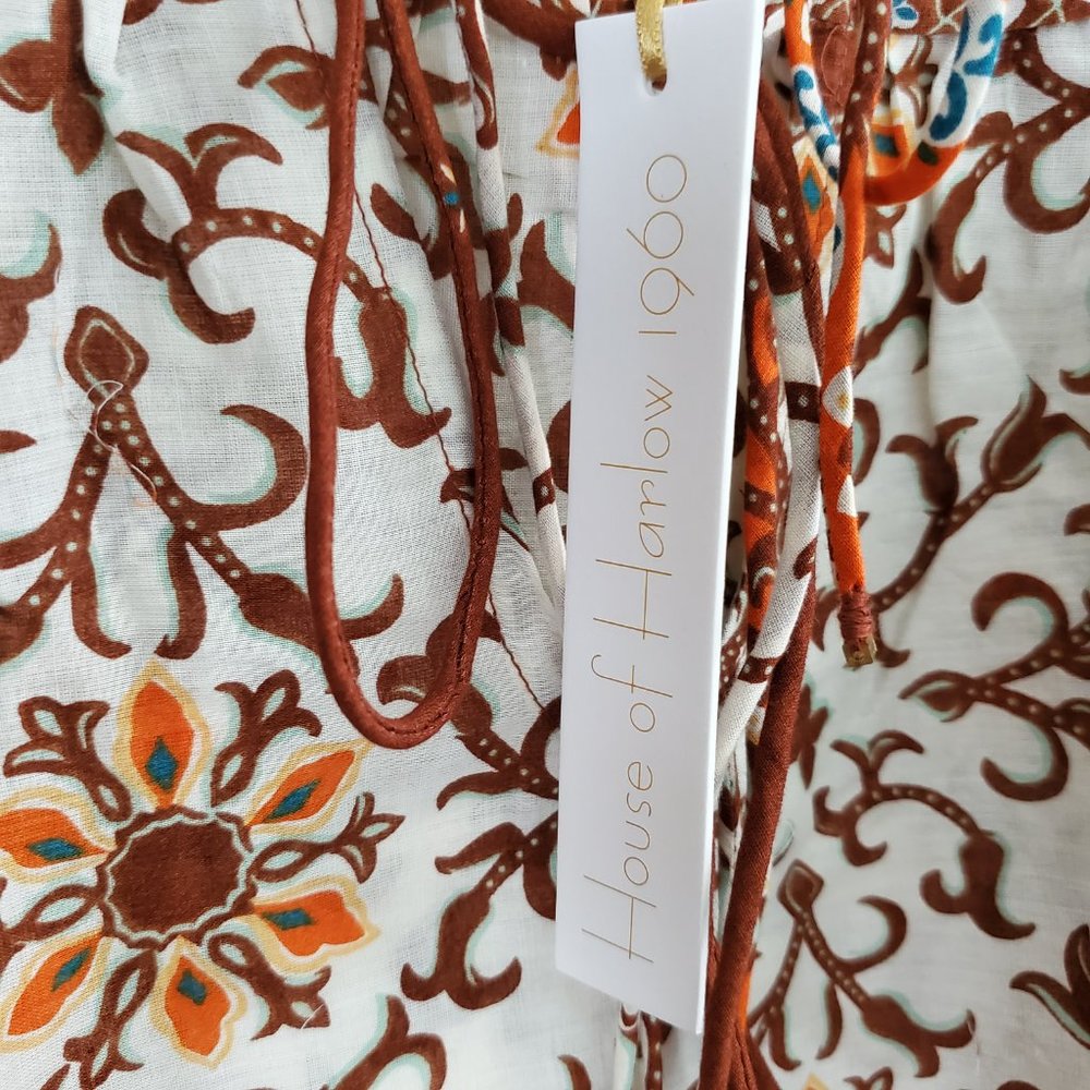 NWT House Of Harlow 1960 Puff Shoulder Floral Print Blouse - Picture 10 of 12